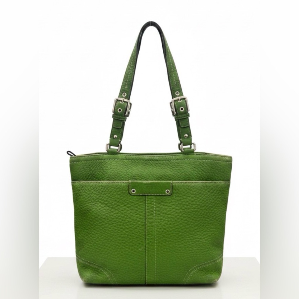 Vintage Coach Hamilton Green Pebbled Leather Tote Bag **READ**
